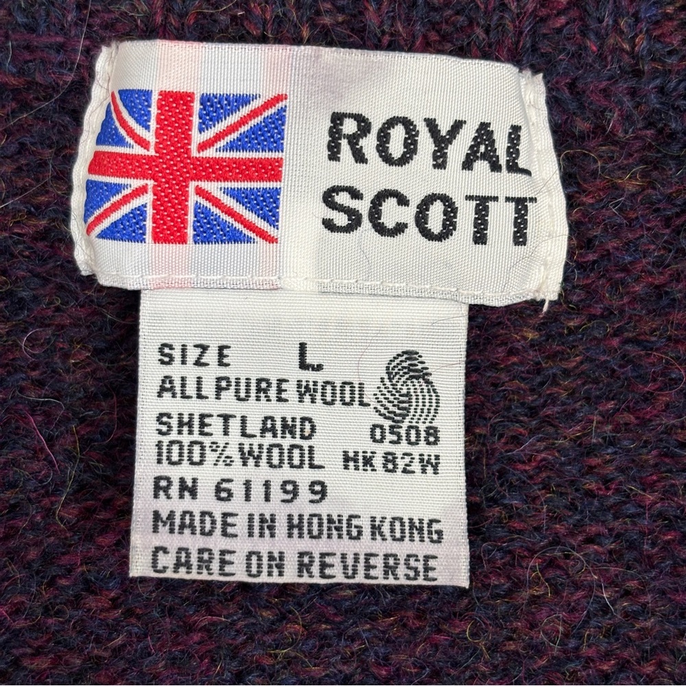 VTG Royal Scott Mens Large Shetland Wool Sweater Vest Argyle Made in Hong Kong - Picture 6 of 9